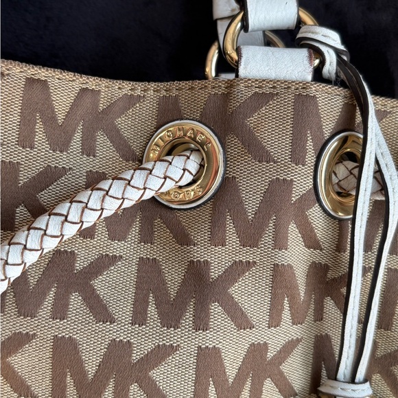 Michael Kors Tan and Cream Logo Tote Purse - Picture 7 of 8